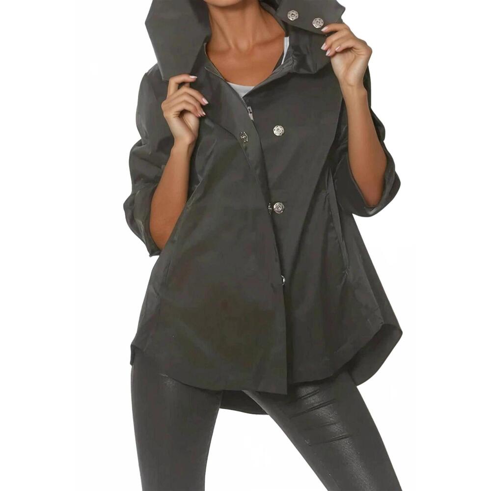 NEW CIAO-MILANO savina zip off hood jacket in charcoal